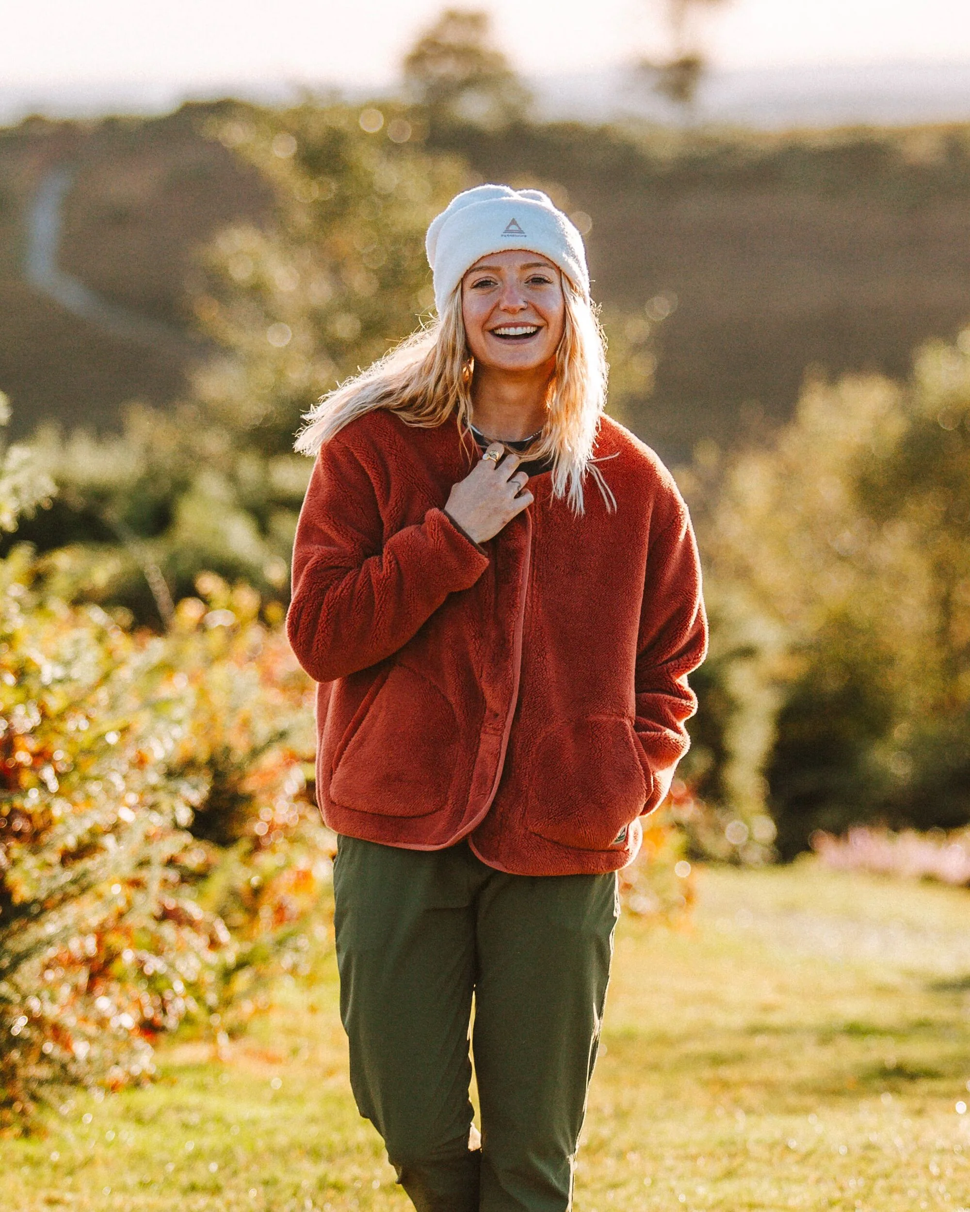 Iris Collarless Fleece - Baked Clay