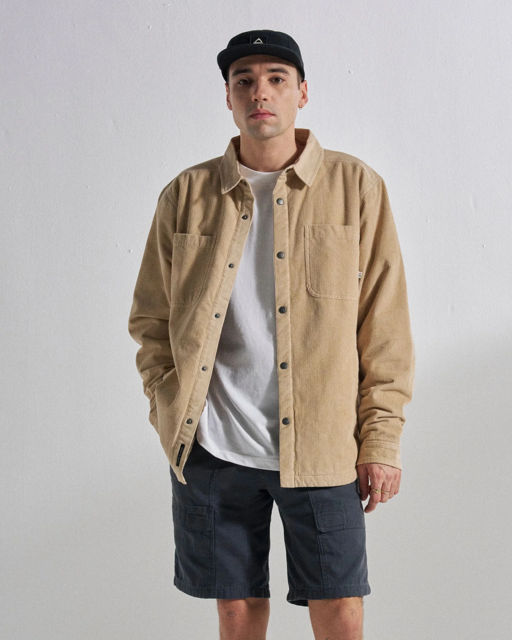 Kodiak Sherpa Lined Cord Overshirt - Stone
