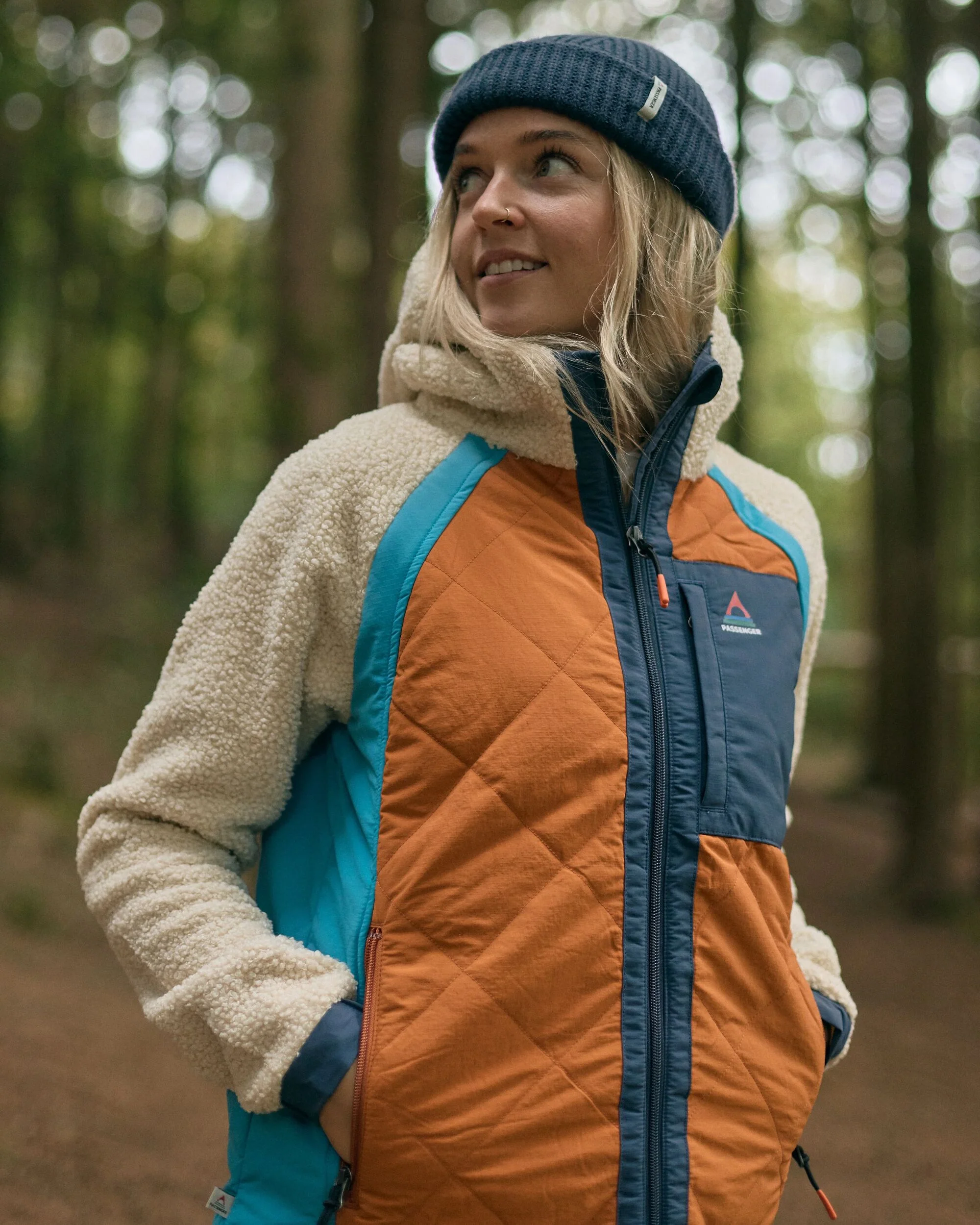 Lara Quilted Jacket - Oat/Sunset Orange