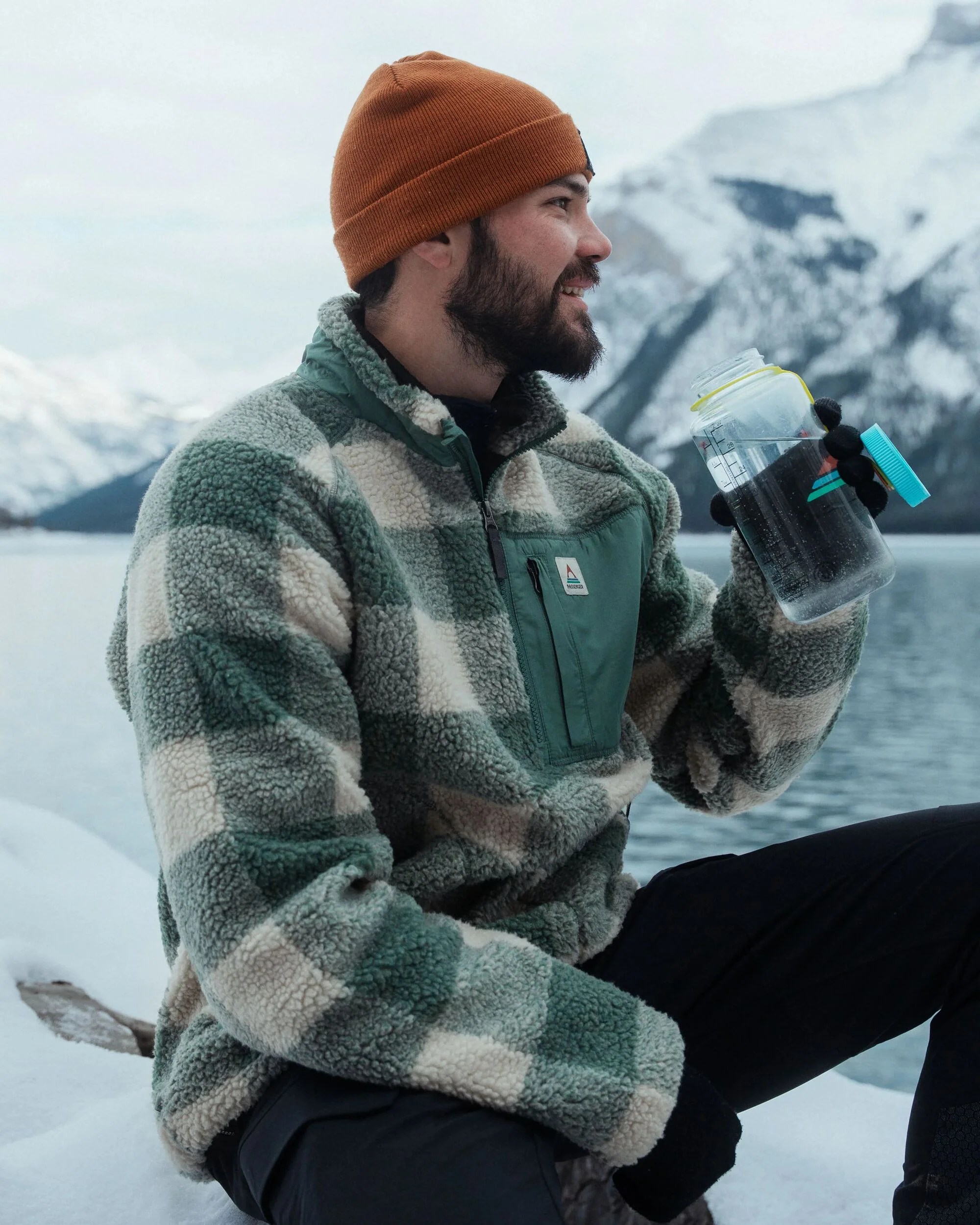 Offroad Sherpa 1/2 Zip Fleece - Dark Forest Check