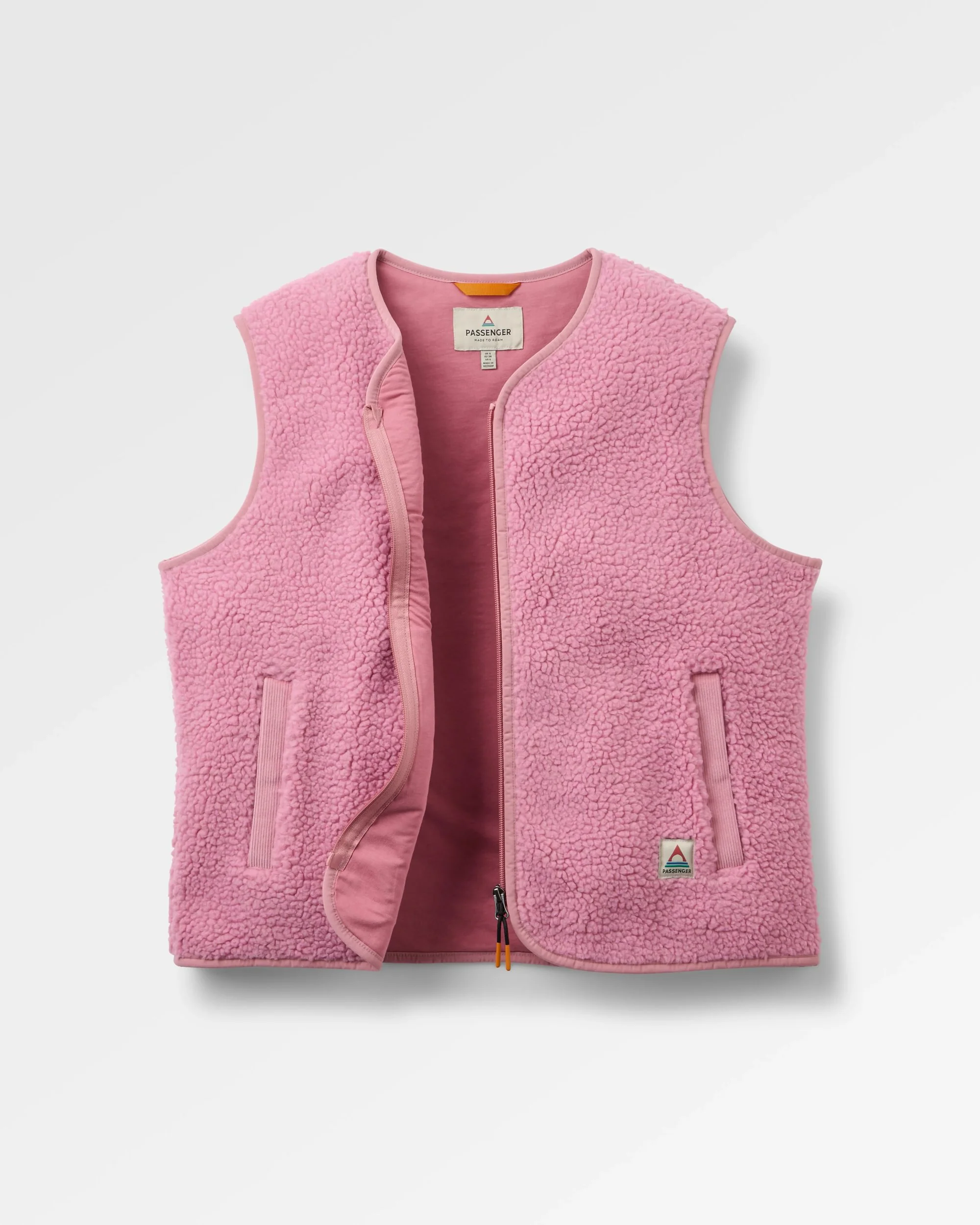 Tawny Collarless Deep-Pile Sherpa Gilet - Pink Haze - Image 2
