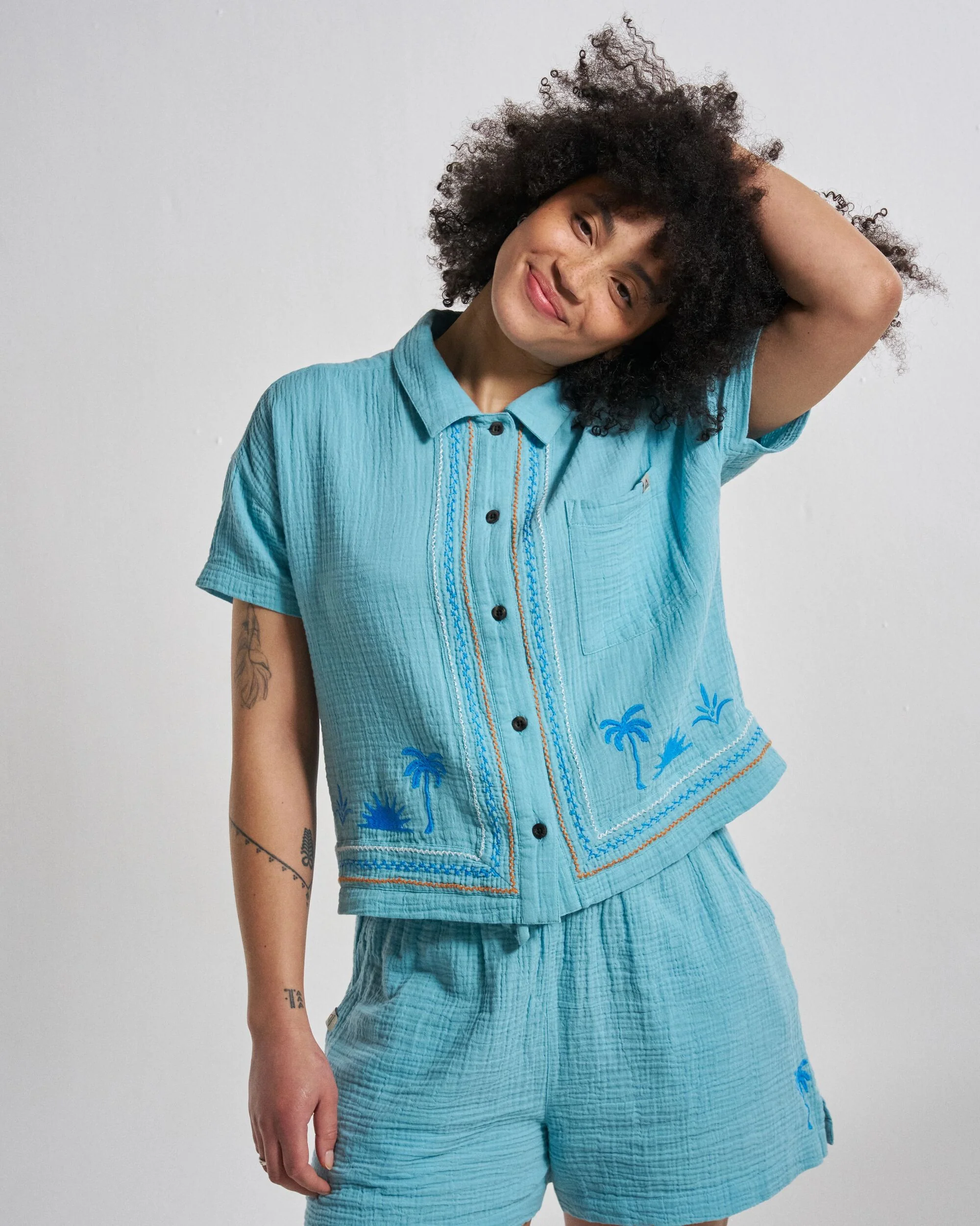 Waveney Short Sleeve Shirt - Retro Blue